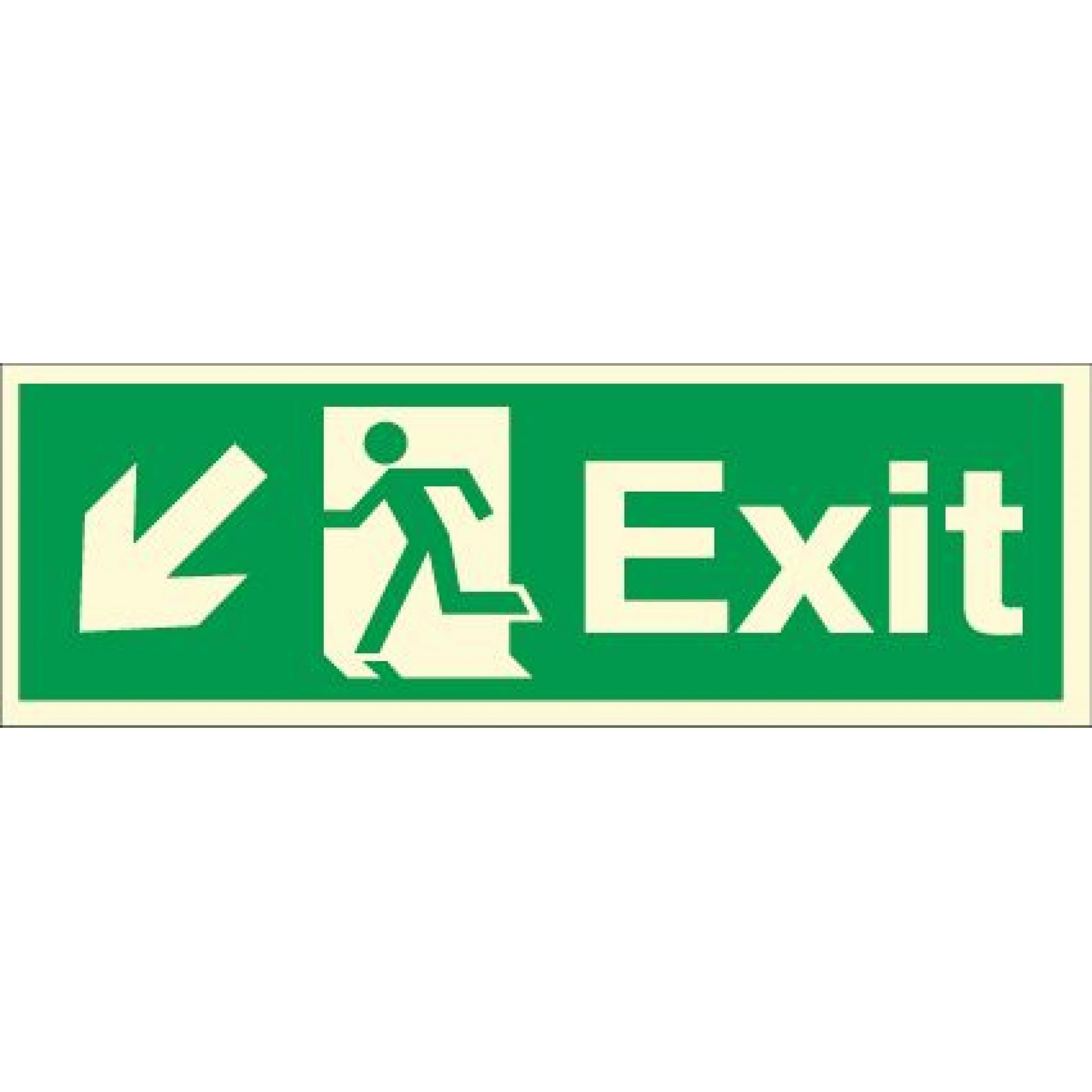 Exit - Running man - Down left arrow (Photoluminescent)