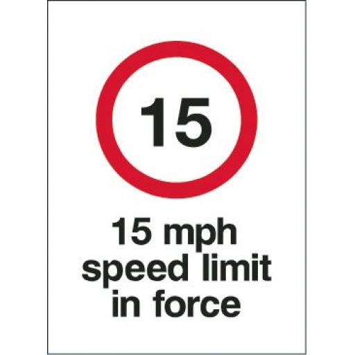 15 mph speed limit in force
