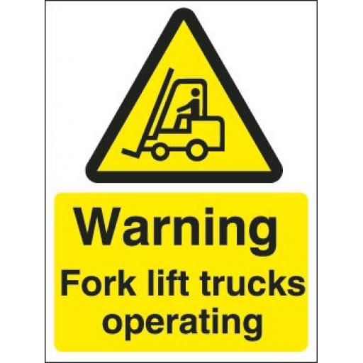 Warning Fork lift trucks operating