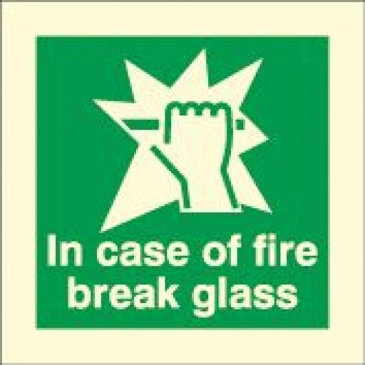 In case of fire break glass (Photoluminescent)