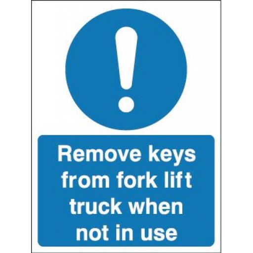Remove keys from fork lift truck when not in use