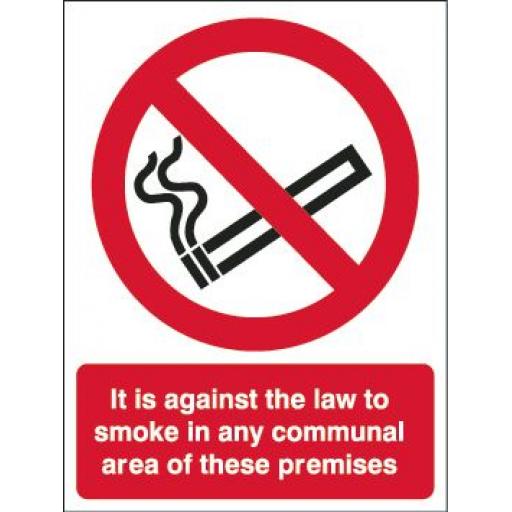 It is against the law to smoke in any communal area of these premises