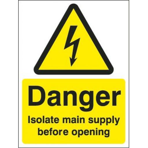 Danger Isolate main supply before opening