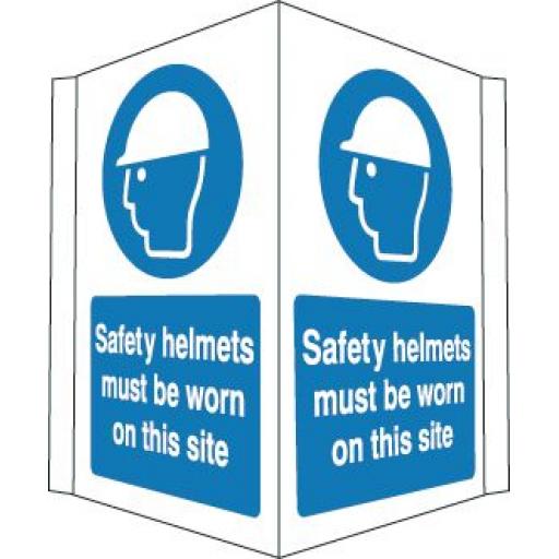 Safety helmets must be worn on this site (Projecting sign)