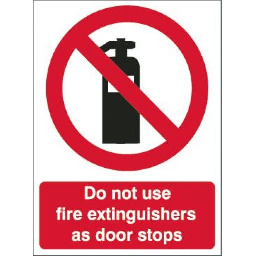 Do not use fire extinguishers as door stops