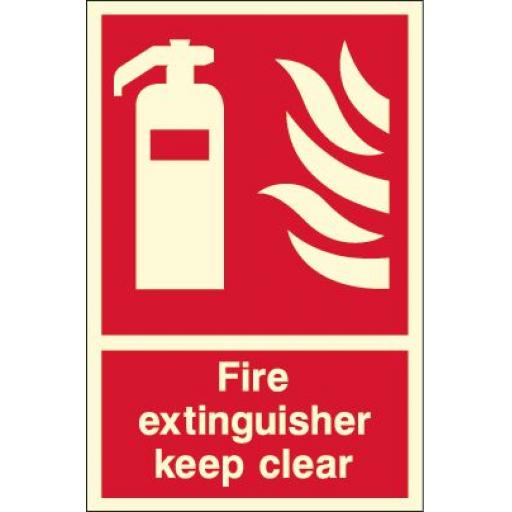 Fire extinguisher keep clear (Photoluminescent)