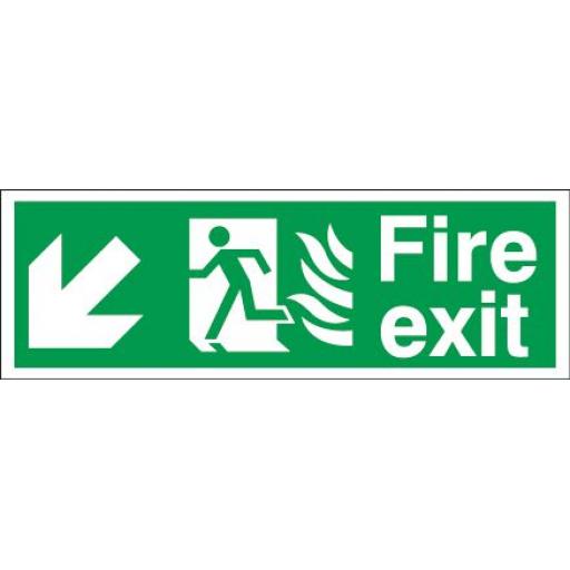 Fire exit - Flame - Running man - Down left arrow