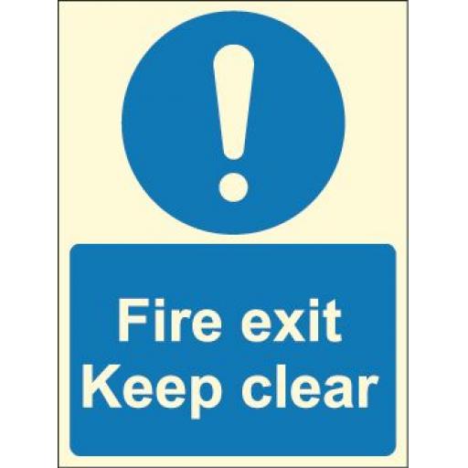 Fire exit keep clear ! (Photoluminescent)