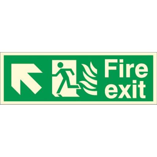 Fire exit - Flame - Running man - Up left arrow (Photoluminescent)