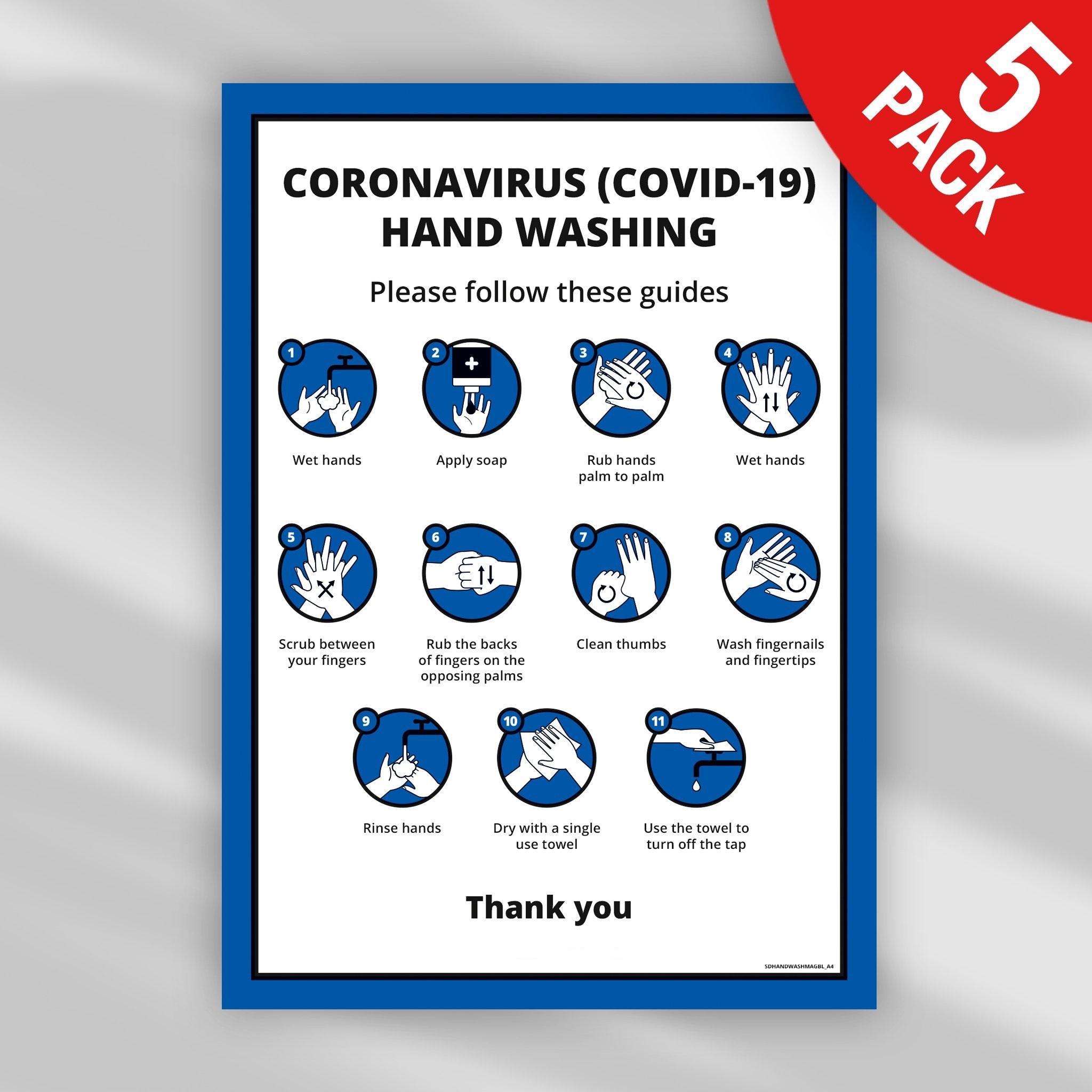 Hand Washing Instructions Self Adhesive Vinyl (Blue)