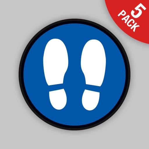 Footprints (Blue Round) - Floor Graphics (bulk pack)